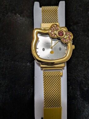 Hello Kitty Gold and Pink Mesh Bracelet Watch - 2 LEFT